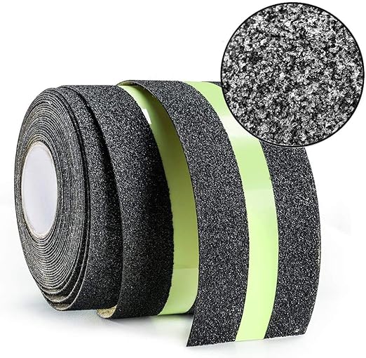 Best Anti-Slip Grip Tape, Black with Glow in The Dark Strip, 2" x 30 FT, 80 Grit, Industrial Grade, Indoor, Outdoor, Weatherproof (2-Inch x 30 Feet Roll)