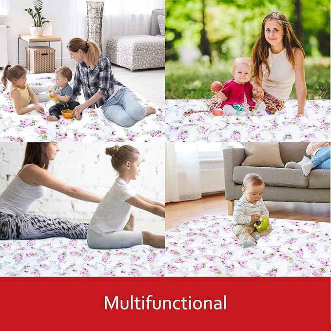 50" X 50" Baby Playpen Mat Fit for TODALE and Dripex Baby Playpen, One-Piece Crawling Mat Non Slip Padded Baby Mats for Playing 50x50 Inches, Floral