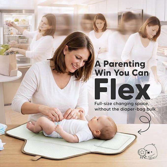 KeaBabies Portable Changing Pad for Baby, Travel – 26 x 21 Wipeable, Waterproof, Foldable Baby Diaper Changing Mat for Diaper Bag, Caddy, Car, Bed, Newborn, Compact Changer Mat Station (Rainbow)