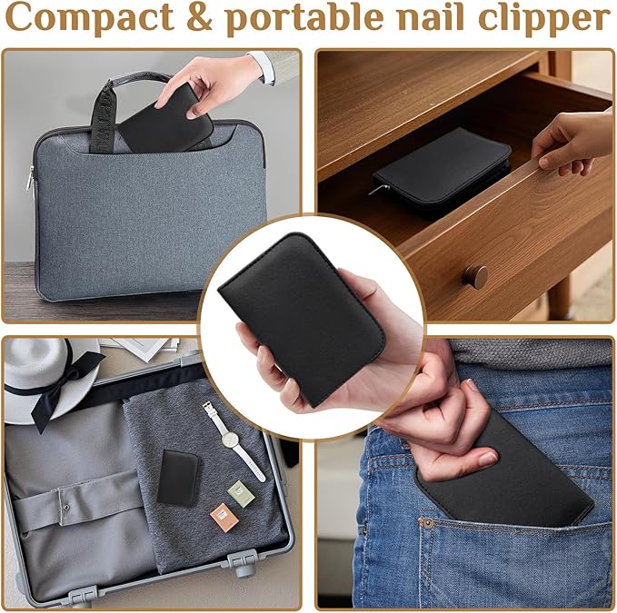 Manicure Set Professional Nail Clipper Kit-26 Pieces Stainless Steel Manicure Kit,Nail Care Tools with Luxurious Travel Case Nail Grooming Kit Present for Men Husband Boyfriend Parent (Black)