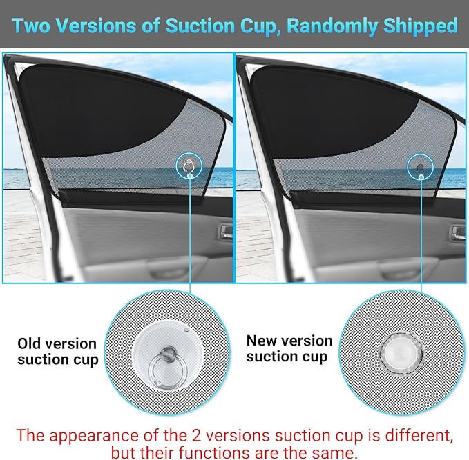 DIZA100 Front Window Sun Shade, 2 Pack Half Blackout & Half See-Through Magnetic Car Side Window Sunshades with Fixed Suction Cup, Car Window Curtain UV Protection for Driver