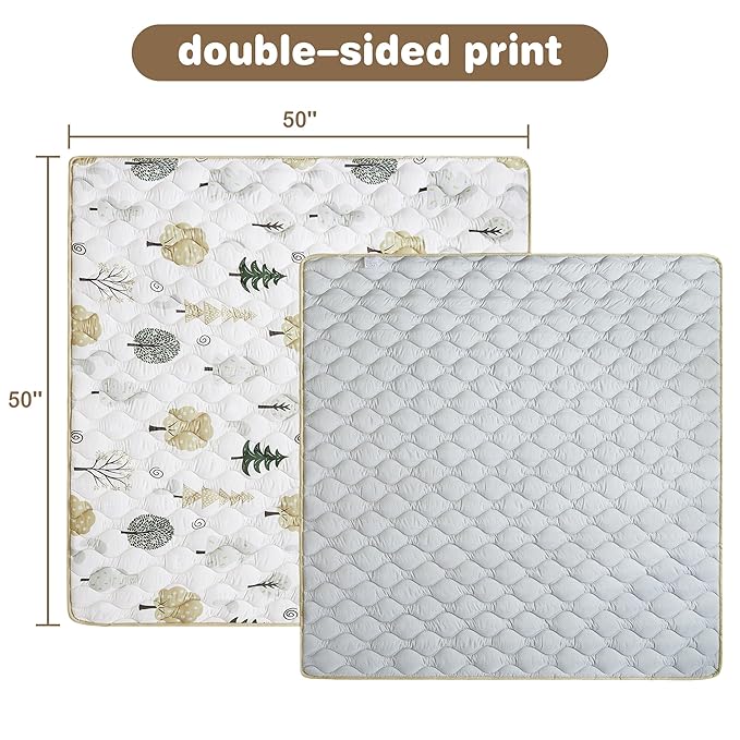 Baby Play Mat 50x50, Extra Large&Thick Baby Floor Play Mats, Foldable Padded Play Mat for Baby Crawling