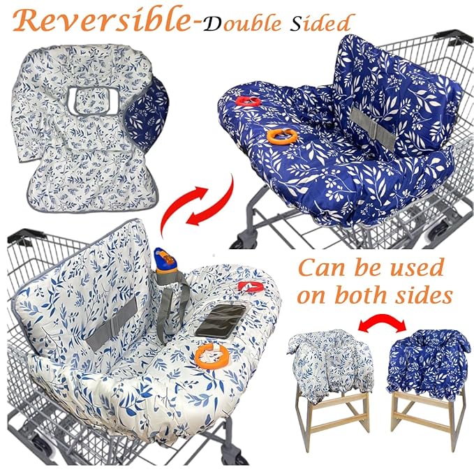 Shopping Cart Cover for Baby and Toddler, Waterproof Grocery Cart and High Chair Cover, Soft Padded Cart Cover for Babies, Universal Fit for Costco, Target and Restaurant High Chairs
