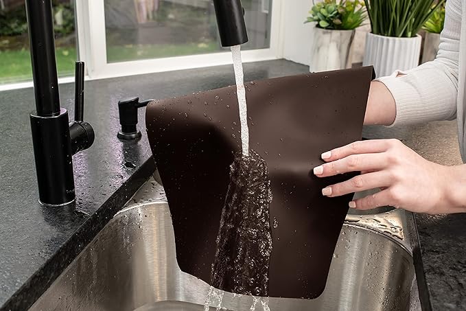 GASARÉ, Placemats Set of 4, Silicone Placemats, Table Mats, Non-Slip, Easy to Clean, Heat Resistant, Flexible, 20% Thicker, 16 x 12 inches x 1.1mm, Brown