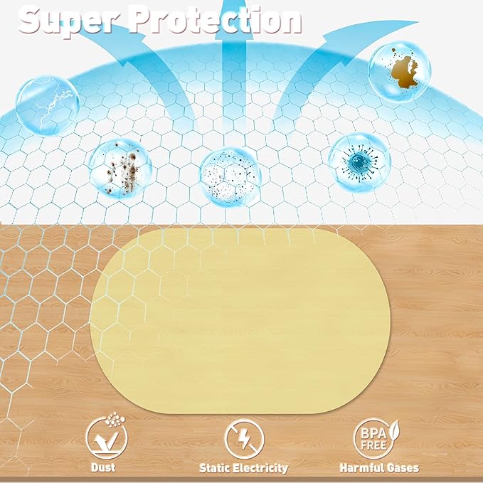 Oval Silicone Placemats Set of 4, Heat Resistant Non-Slip Waterproof Table Mats, Ultra-Thin Translucent Easy Clean Dining Mats for Home & Kids, 17"x12", Yellow