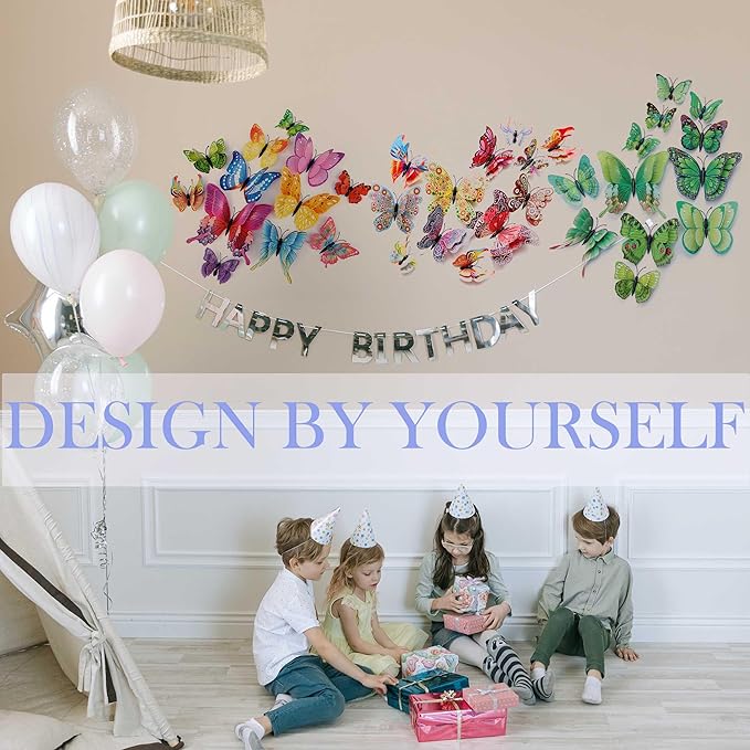 OPSEAM Butterfly Wall Decor 24/48 PCS, 3D Butterflies Stickers for Party Decorations with Magnets (Circl, 24)