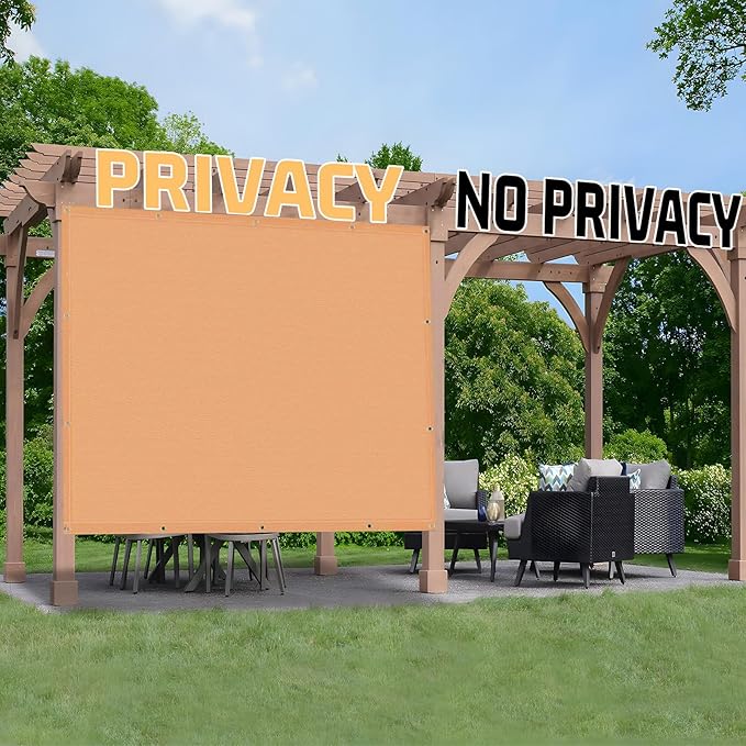 SUNNY GUARD Shade Cloth Custom Size 5x19 FT Sun Shade Screen Fabric Shade Cover Tarp with Grommets for Pergola Backyard Garden, Peach Fuzz(We Customized)