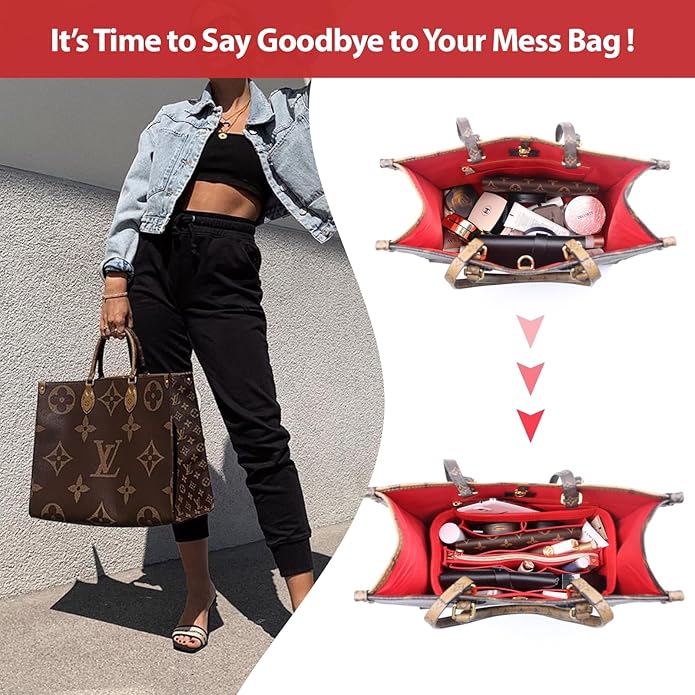 OMYSTYLE Purse Organizer Insert, Felt Tote Bag Organizer Insert with 5 Sizes, Handbag Dividers for Inside Purse, Compatible with Longchamp, Neverful, Speedy and More