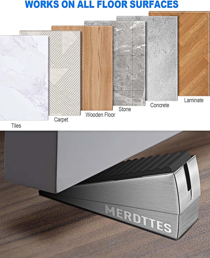 Upgrade 2-Pack Heavy Duty Door Stopper, 3 in Tall Spring Large Door Stops for Bottom of Doors, Decorative Door stoppers Wedge Holder to Keep Open Doorstop Suit Any Heavy Gate