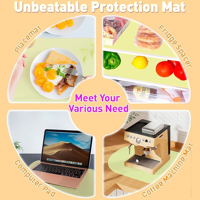 Oval Silicone Placemats Set of 4, Heat Resistant Non-Slip Waterproof Table Mats, Ultra-Thin Translucent Easy Clean Dining Mats for Home & Kids, 17"x12", Yellow