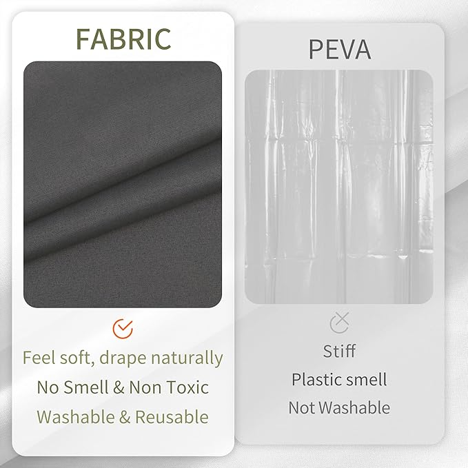 ALYVIA SPRING Extra Long Fabric Shower Curtain Liner Waterproof - 72" x 84", Soft & Lightweight XL Shower Curtain with 3 Magnets, Machine Washable - 72x84, Dark Gray