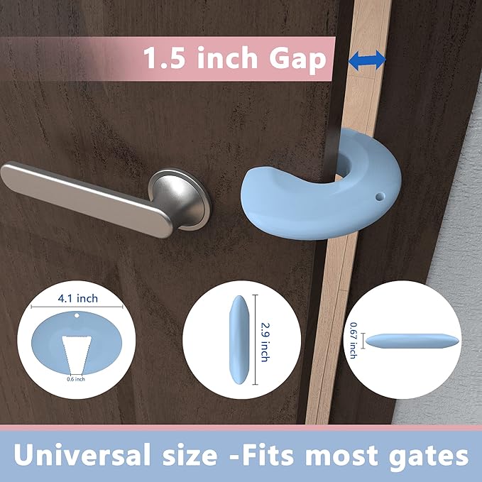 Neobay Door Pinch Guard and Door Slam Stopper, Durable Silicone Door Finger Pinch Guard, Prevents Finger Pinch Injuries, Slamming on Even Heavy Doors, Door Safety for Kids, 2 Packs Blue Basic.
