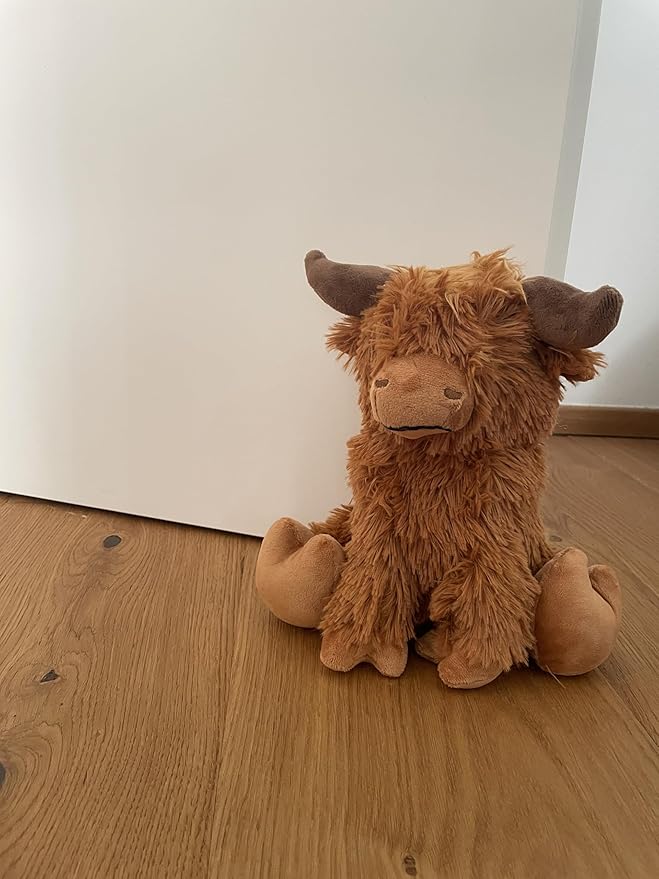 Highland Cow Door Stopper – Cute Weighted Animal Doorstop 2.2 lbs with Soft Faux Fur – Rustic Farmhouse Home Décor for Living Room, Bedroom, Nursery or Hallway