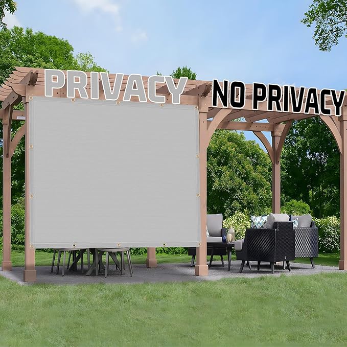 SUNNY GUARD Shade Cloth Custom Size 4x21 FT Sun Shade Screen Fabric Shade Cover Tarp with Grommets for Pergola Backyard Garden, Light Grey(We Customized)
