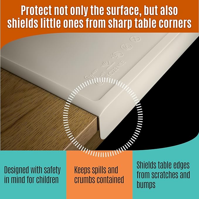Silicone Craft Mat for Painting, PlayDoh and Art Projects with Angle-Protective Safety Edge – Toddlers & Kids Placemat – Non-Slip & BPA-Free Food Mat – 1.5mm Thick, 24"x16", Vanilla Cream