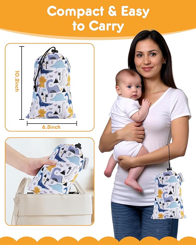 High Chair Cover Portable with 3-Point Harness, Waterproof Baby Seat Cover for Restaurant Travel Home Use, Machine Washable, Fits Wooden Chairs (Colorful Dinosaurs)