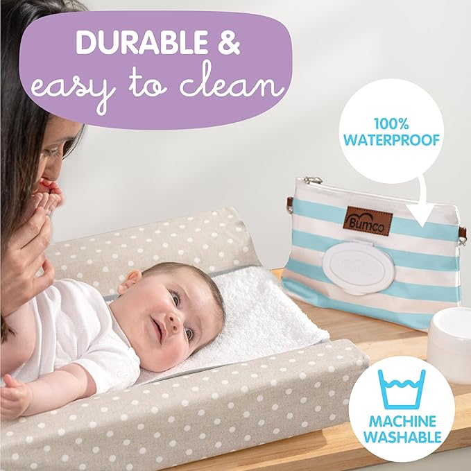Baby Bum Brush Bumco Diaper Clutch - Portable Wipes Dispenser & Travel Essential, Airtight Refillable Wipes Container, Diaper Bag Purse
