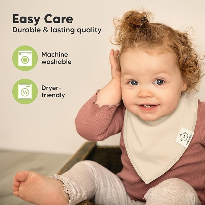 KeaBabies 8-Pack Organic Baby Bandana Bibs for Boys, Girls - Super Absorbent Triangle Baby Bibs for Drooling and Teething Infant, 100% Cotton Extra Soft for Newborn, Infant 0-36 Months (Pure)
