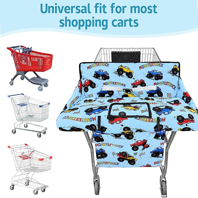 Shopping Cart Cover for Baby,2-in-1 High Chair Cover Soft,Portable, and Machine Washable,Comfortable Cotton Seat Pad with Safety Harness and Portable Cloth Bag,Fits All Supermarkets and Restaurants