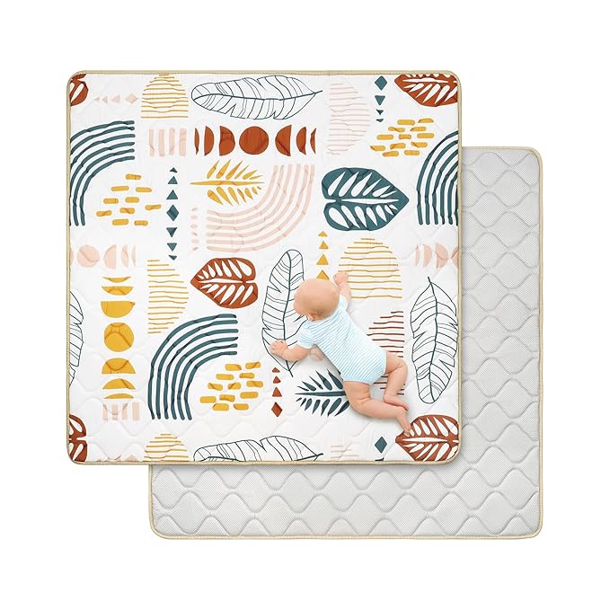Baby Play Mat for Floor 50 * 50 inch, Extra Thick Soft Cushioning Foam Mat for Kids, Non Slip & Washable Crawling Mat for Toddler, Padded Play Mat for Baby Tummy Time