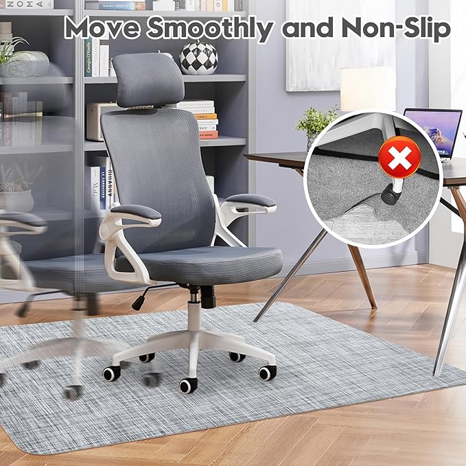 Sycoodeal Office Chair Mat for Hardwood & Tile Floor,Computer Gaming Chair Mat for Rolling Chairs Non-Curve, Anti-Slip, Heavy Duty Floor Protector for Home Office,Grey (40" x 55")