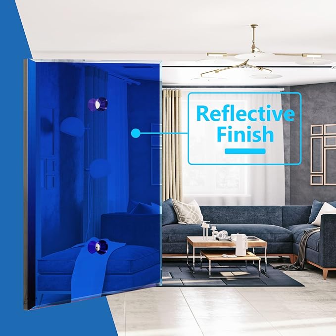 LIDER Acrylic Wall Plate, Impact Resistant, Mirrored Plate, Plexiglass Cover, Acrylic Glass, Reflective Finish, Modern Decor - Oversized 1-Gang 5.25" x 3.44", Blue 5 Pack