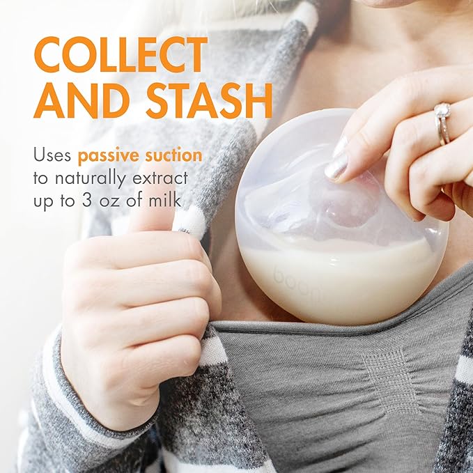 Boon Trove Silicone Manual Breast Pump Set - Hands Free Breast Milk Collector - Includes Polyester Travel Pouch - Breastfeeding Essentials - 2 Count