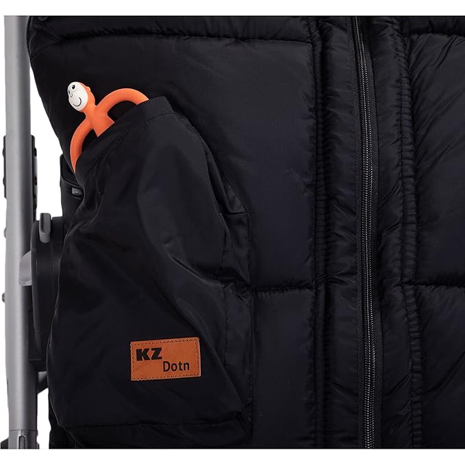 Stroller Footmuff, Stroller Cover for Winter, Front Panel Removeable Stroller Sleeping Bag, Adjustable Length Baby Stroller Blanket winter with Soft Hood, Fleece Lined Stroller Warmer Cover