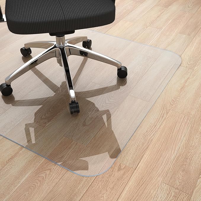 Yecaye Office Chair Mat for Hardwood Floor, 30" x 48" Clear Computer Desk Chair Mat, PVC Heavy Duty Floor Protector for Rolling Chairs, 1.7mm Thick Chair Mat (Transparent, 30" x 48" x0.07'')