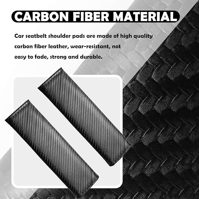 2PCS Carbon Fiber Seat Belt Cover Pad,Leather Seatbelt Covers for Reducing Shoulder & Neck Fatigue,Summer Essential Car Seat Strap Pads Car Accessories Interior for Most Vehicles (Carbon Fiber)