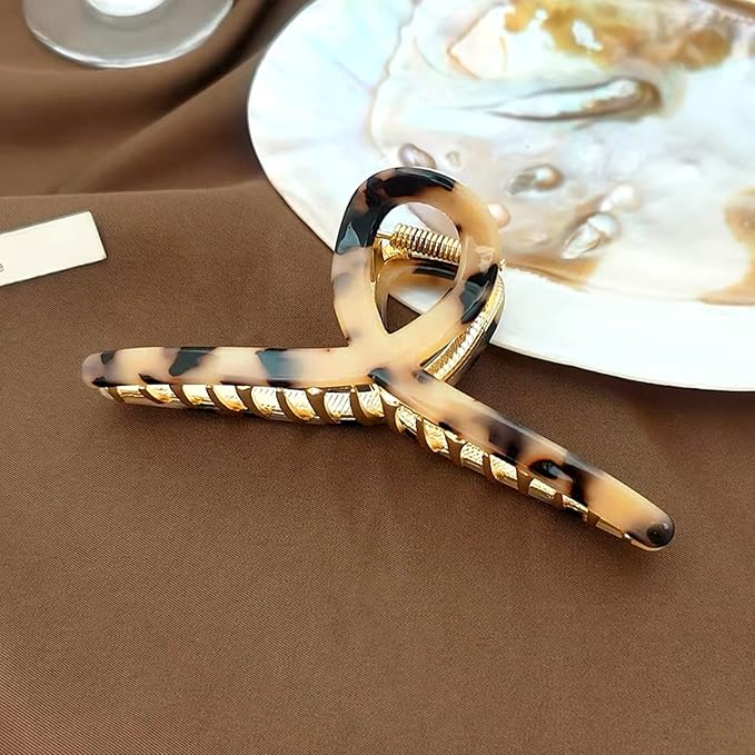 Big Hair Claw Clips Butterfly Hair Clips for Women 4.7" Large Acetate Metal Hair Claw Clip for Girls Hair Accessories for Long Thick Hair (Light leopard)