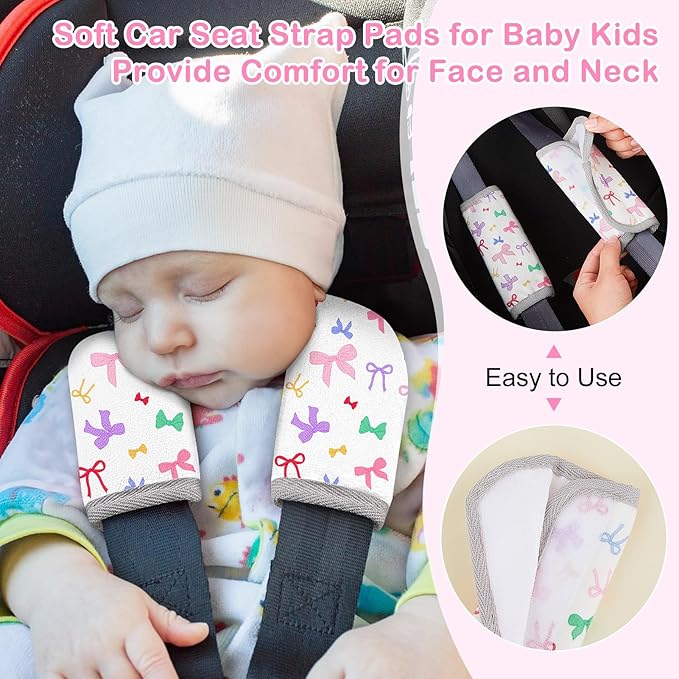 Seat Belt Cover Pad for Baby, Soft Seatbelt Cushion Covers for Kids 2Pcs Car Seat Strap Shoulder Pads for All Car Seats, Stroller, High Chair