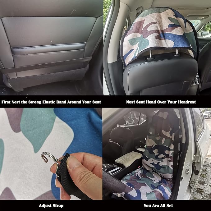 LoyaGour Car Seat Cover Protector Front Seats,for Gym Workout,Running,Swimming,Beach and Hiking,Waterproof Sweat Towel Bucket Seat Covers for Cars SUV Trucks (Camouflage, 2Pcs)