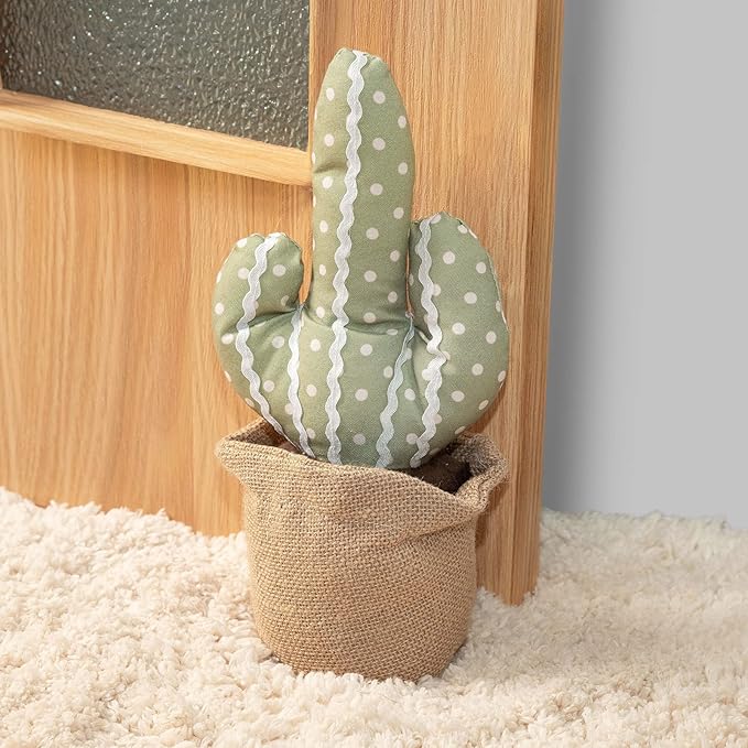 Marwood Cute Door Stopper Decorative Door Stops for Home and Office, Green Cactus Weighted Interior Doorstop Fabric Stuffed Animal Door Stopper Floor Decorative