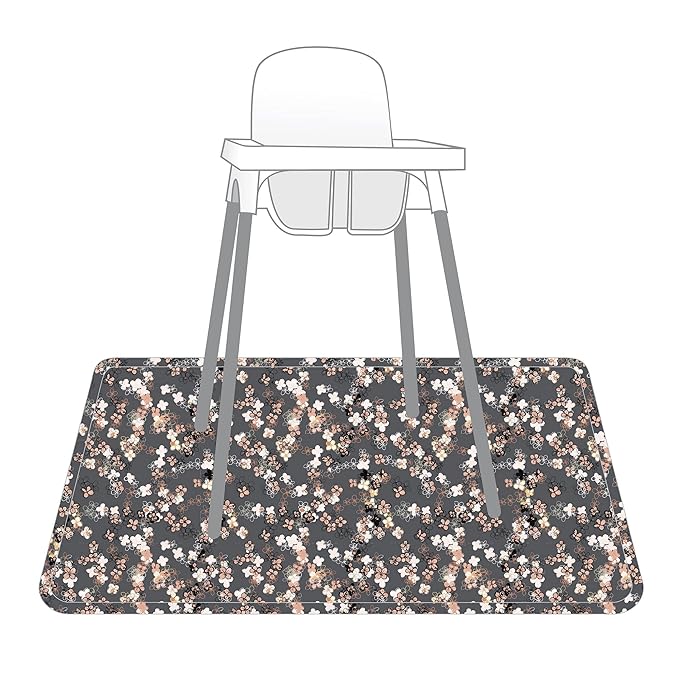 BapronBaby Ditsy Floral Splash Mat - Waterproof Catch-All for Under High Chairs, Floors, Tables, Playtime or Arts & Crafts - Machine Washable - 45" x 45”