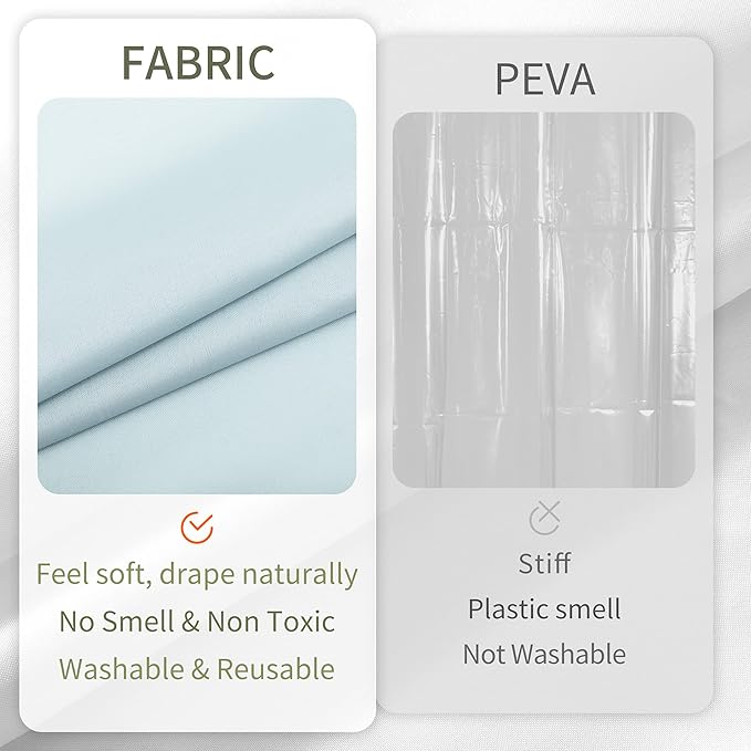 ALYVIA SPRING Long Fabric Shower Curtain Liner Waterproof - 72" x 74", Soft & Lightweight Longer Shower Curtain with 3 Magnets, Machine Washable - 72x74, Blue