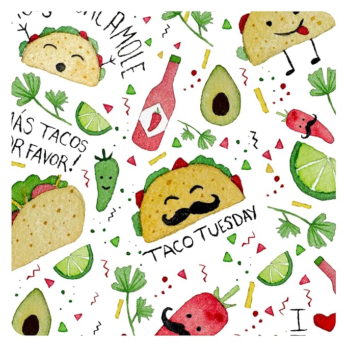 BapronBaby Taco Party Splash Mat - Waterproof Catch-All for Under High Chairs, Floors, Tables, Playtime or Arts & Crafts - Machine Washable - 45" x 45”