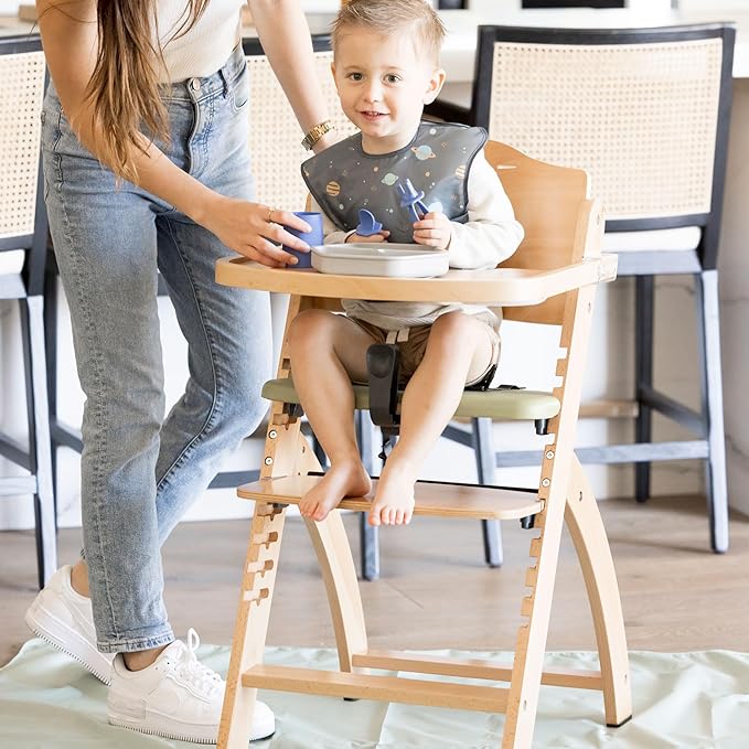 Tiny Twinkle Splat Mat for Under High Chair or Table | 51" x 51" Waterproof & Mess-Proof High Chair Mat for Baby, Machine Washable for Mealtime or Art(Sage)