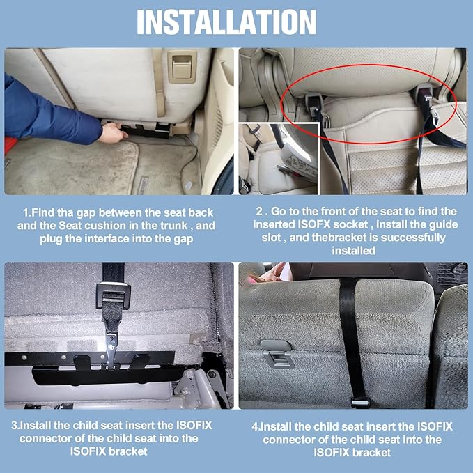 Universal Child Seat Anchor Kit Safe Cars Seat Mount Bracket, Universal ISOFIX Latch Interface Bracket Steel Latch, ISOFIX Belt Connector for SUVs, MPVs, and Off-Road Vehicles, 332*95*70mm