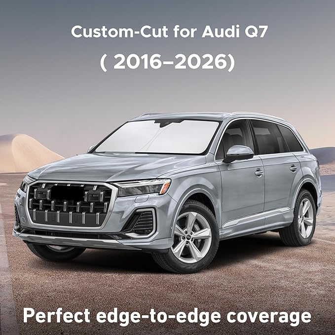 EcoNour Windshield Sun Shade for Audi Q7 2016–2021 2022 2023 2024 2025 2026, Sun Visor for Front Windshield & Window Sunshade Cover, UV Heat Blocker & Protector, Car Accessories