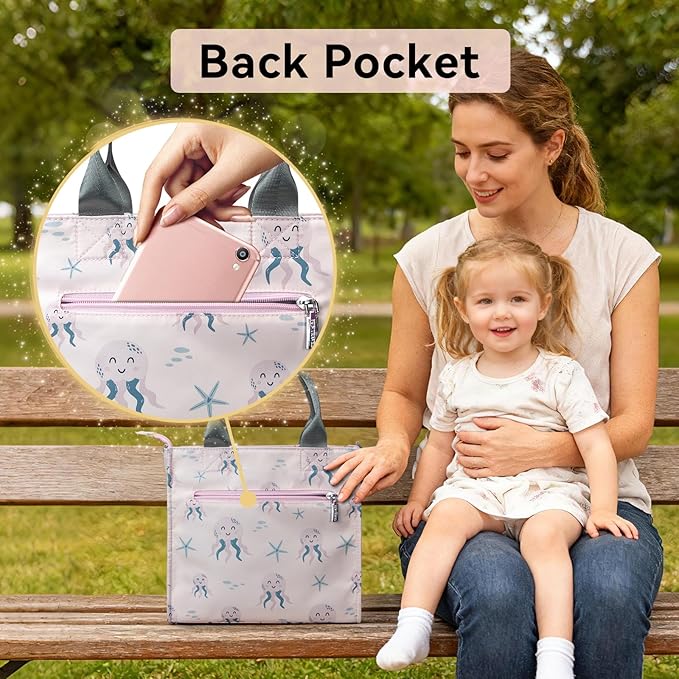 PHEBEN Small Diaper Bag Tote Waterproof Travel Mini Diaper Bag Multi-Function Baby Handbag Crossbody Purse(Pink Octopus)