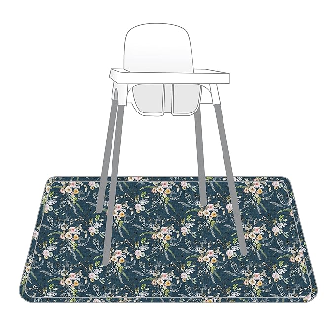 BapronBaby Boho Floral Splash Mat - Waterproof Catch-All for Under High Chairs, Floors, Tables, Playtime or Arts & Crafts - Machine Washable - 45" x 45”