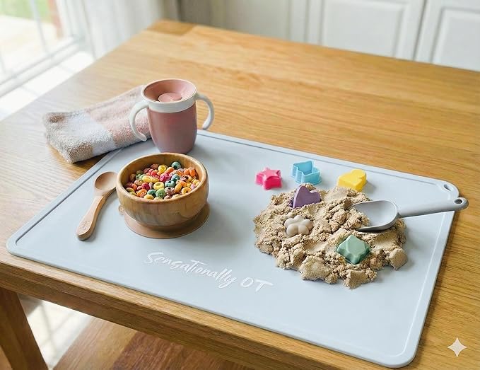 Blue - Premium Silicone Placemat for Toddlers - Non-Slip, Easy Clean Design, Kids Placemats for Dinning Table, Portable, Perfect Mess-Free Mealtime & Playtime