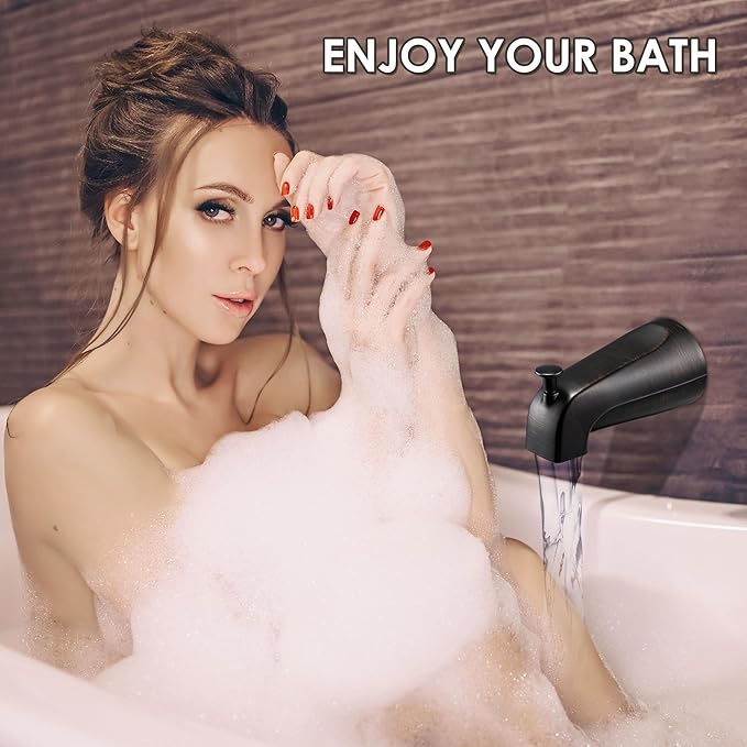 Enhon Slip on Tub Spout with Diverter, Compatible with American Standard 8888026.002 Tub Spout, Bathroom Bathtub Faucet, Fits 1/2 Copper Water Tube(5/8 Dia), 5/32 Hex Wrench (Oil Rubbed Bronze,2)