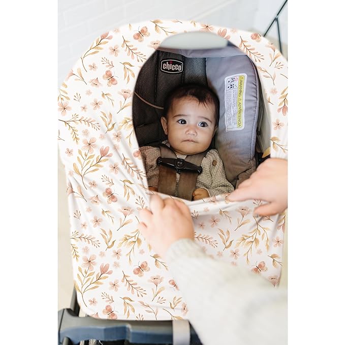 Konssy Baby Car Seat Covers- Multi-use Carseat Canopy for Babies, Stretchy Infant Carseat Cover Boy, Shower Gifts for Unisex Boys and Girls