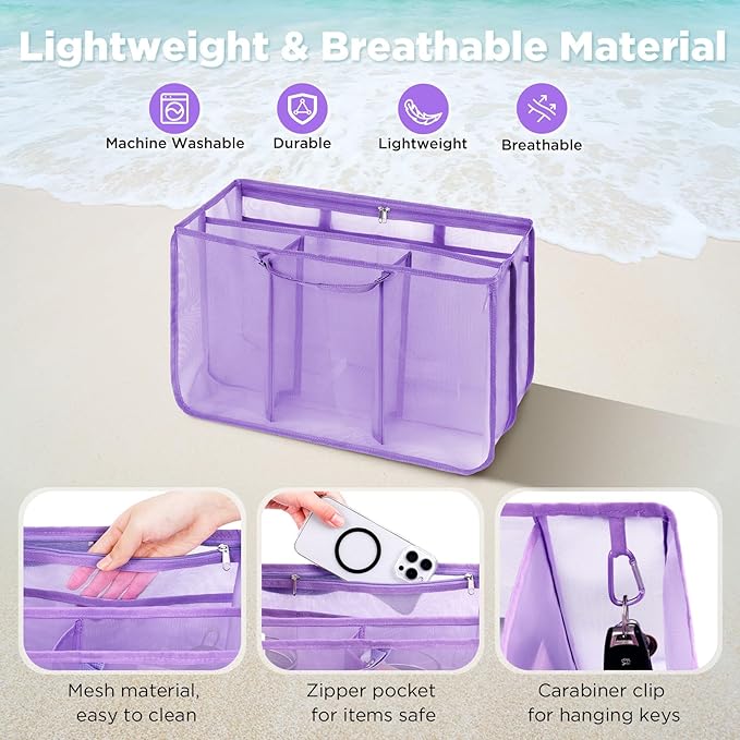 OUTXE Beach Bag Organizer Compatible with X Large Bogg Bag Accessories Inserts, Lightweight Mesh Insert Divider Pouch for Original XL Bogg Bags, Beach Tote Bags Insert for Organizing