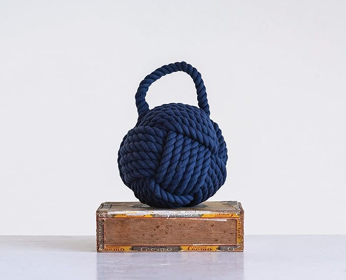 Blue Rope Knot Cotton Door Stop