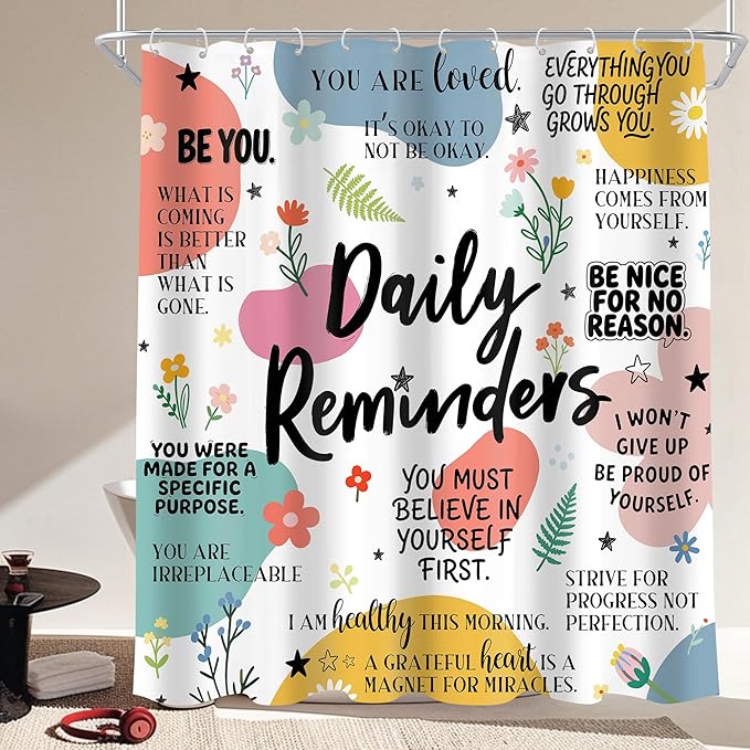 Christian Bible Verse 72Wx72H Shower Curtain Kids Abstract Boho Mid Century Colorful Inspirational Quotes Geometric Scripture Bathroom Curtain Set Minimalist Bath Bathroom Accessories Decor