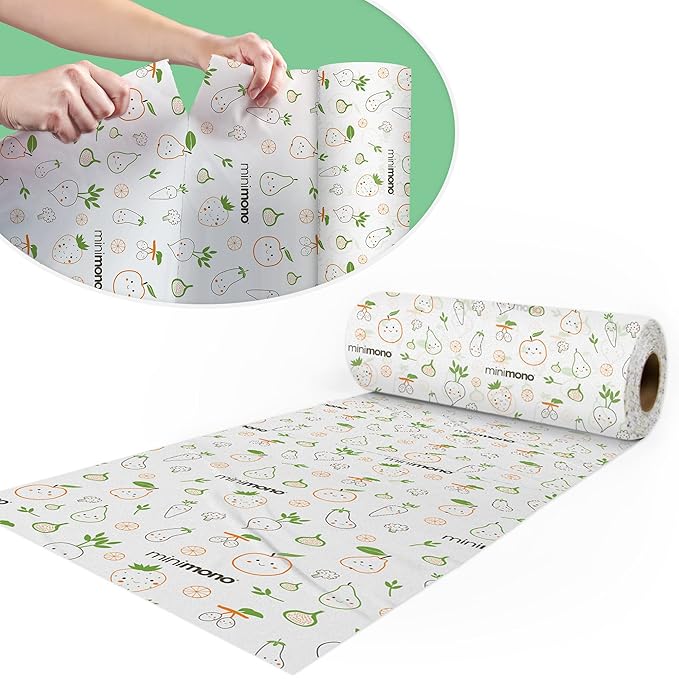 Baby Splat Mat for Under High Chair - 10 Pcs Disposable and Waterproof Splash Mats - 40"x47" Multipurpose Activity Mat for Picnic, Arts and Crafts - Baby Led Weaning Supplies (Fruits Veggies)