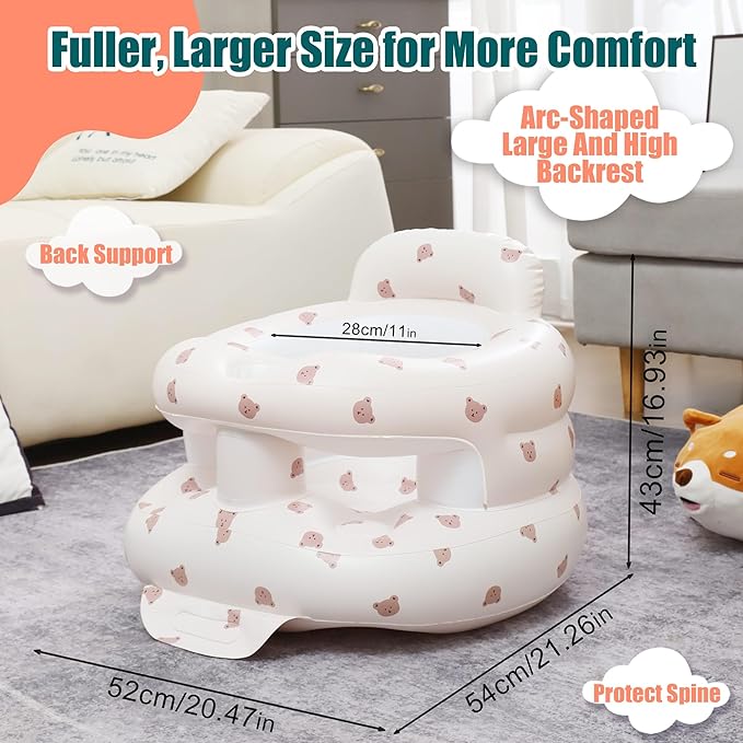Upgraded Inflatable Baby Seat for Babies 3-36 Months, Inflatable Baby Chair Sit Me Up Floor Seat for Baby, Back Support Baby Seats for Infants for Sitting Up with Built in Air Pump